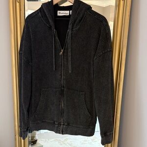 No Boundaries Black Stone Washed Zip-Up Jacket